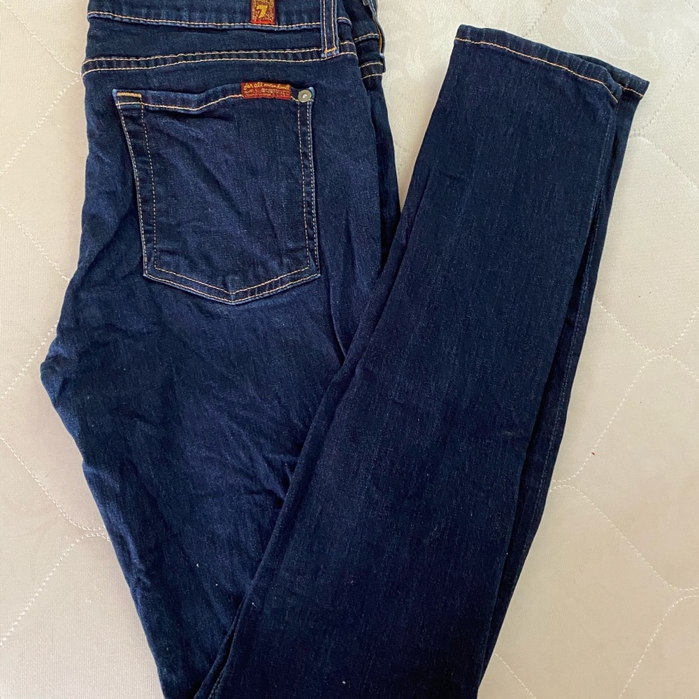 7 For All Mankind dark wash "The Skinny" fit jeans - Picture 4 of 5